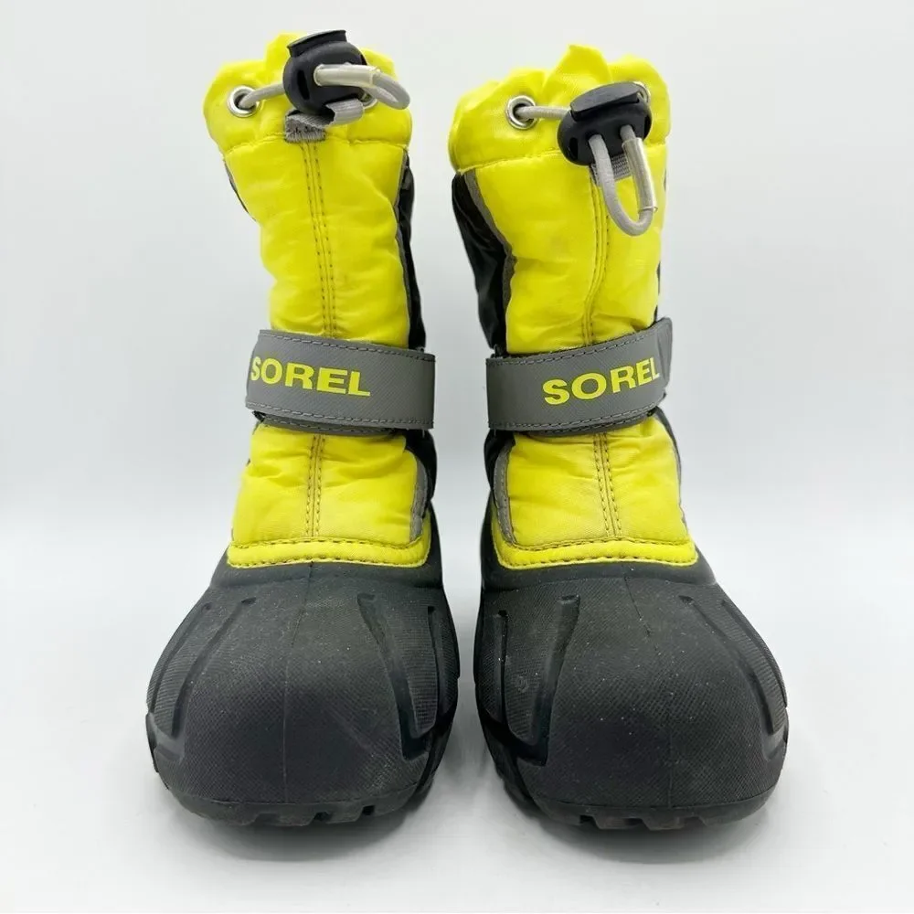 Sorel Kids' Flurry Weather Resistant Snow Boot Neon Yellow/Black Sz 11‎